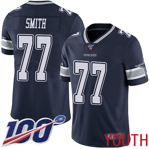 Youth Dallas Cowboys Limited Navy Blue Tyron Smith Home #77 100th Season Vapor Untouchable NFL Jersey->youth nfl jersey->Youth Jersey